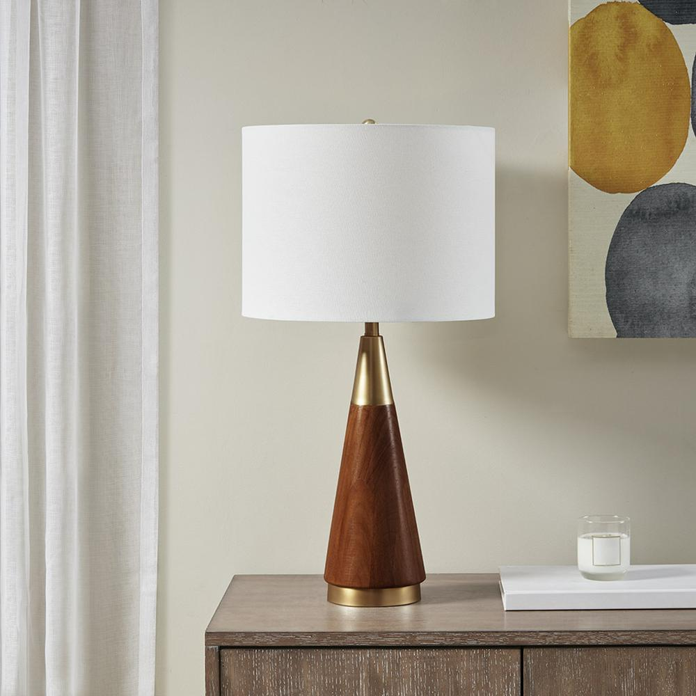 Triangular Table Lamp – Pecan & Gold