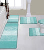 Traditional 4 Piece Microfiber Washable Bathroom Rug Set, Grey