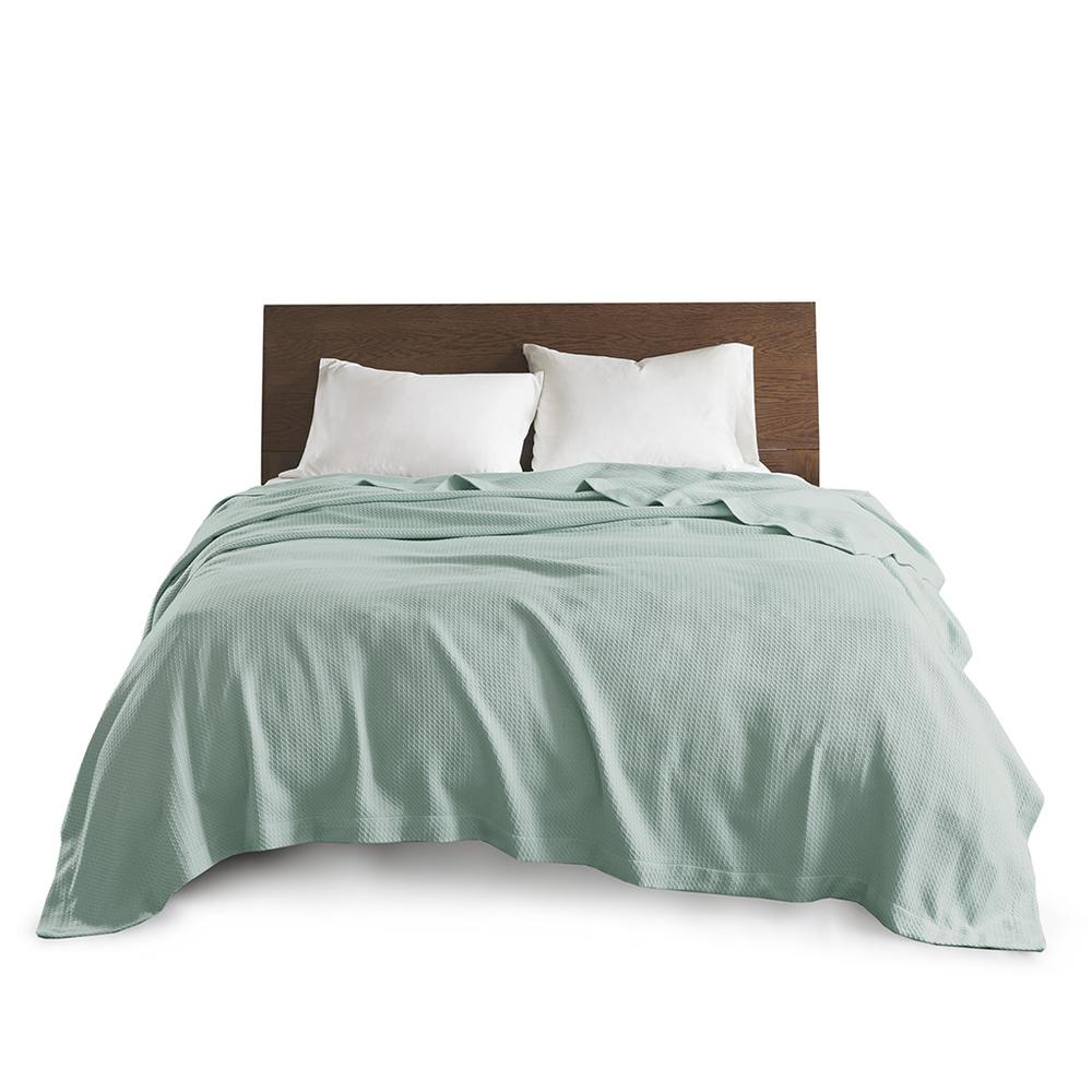 Madison Park Seafoam Egyptian Cotton Blanket – 100% Certified Cotton, Ultra-Soft & Durable, All-Season Cozy Throw