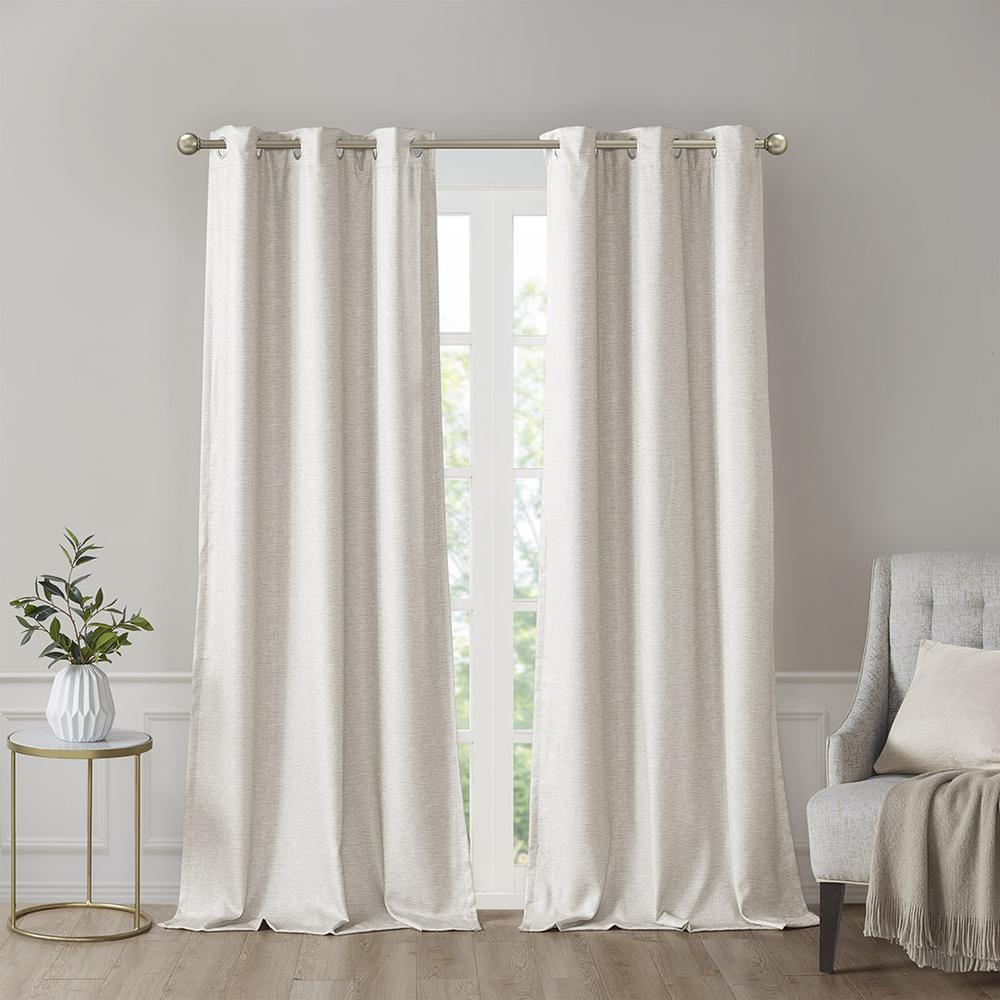 Tonal Printed Faux Silk Room Darkening Curtain Panel Pair