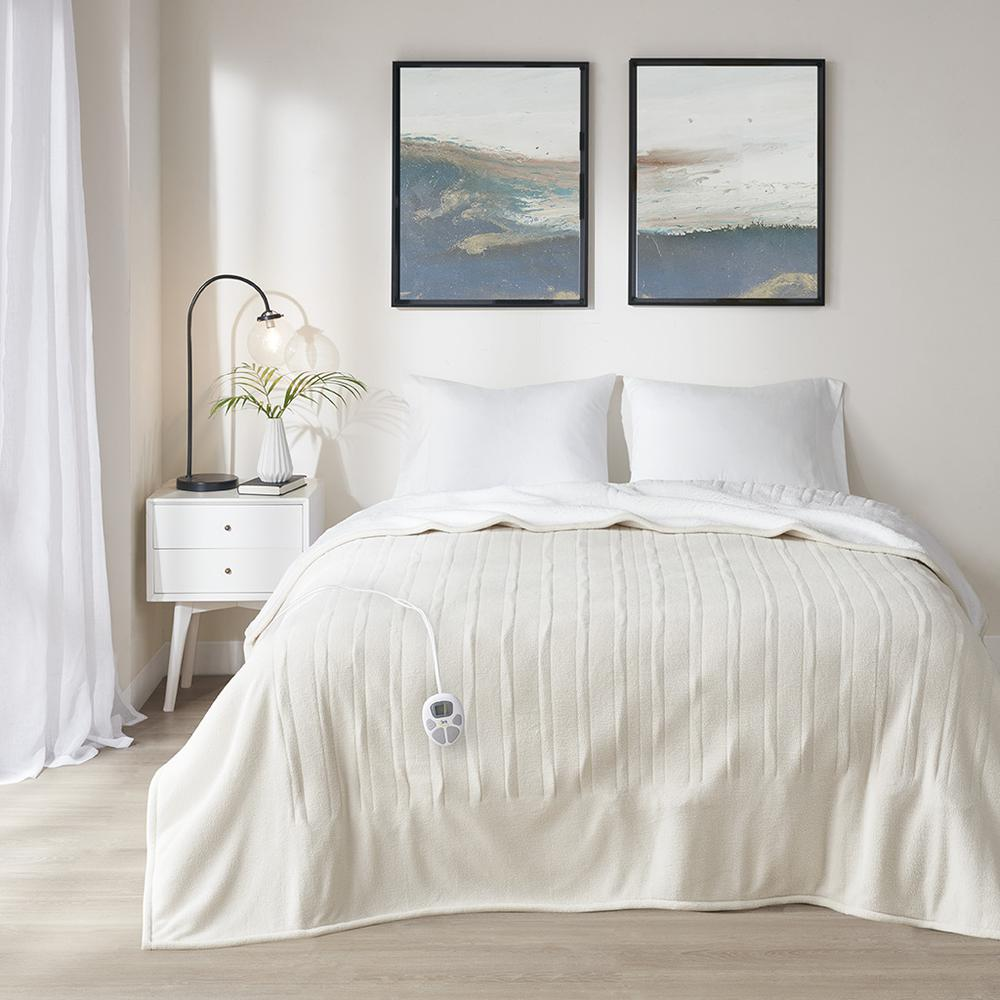 Serta Fleece to Sherpa Heated Blanket – Plush Warmth with Dual-Texture Comfort