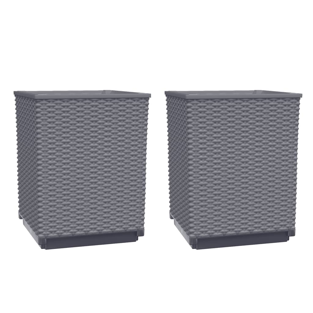 vidaXL Planter Set of 2 Blue Grey Polypropylene Medium