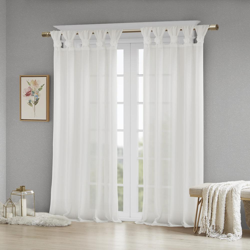 Floral Embellished Cuff Tab Top Solid Curtain Panel