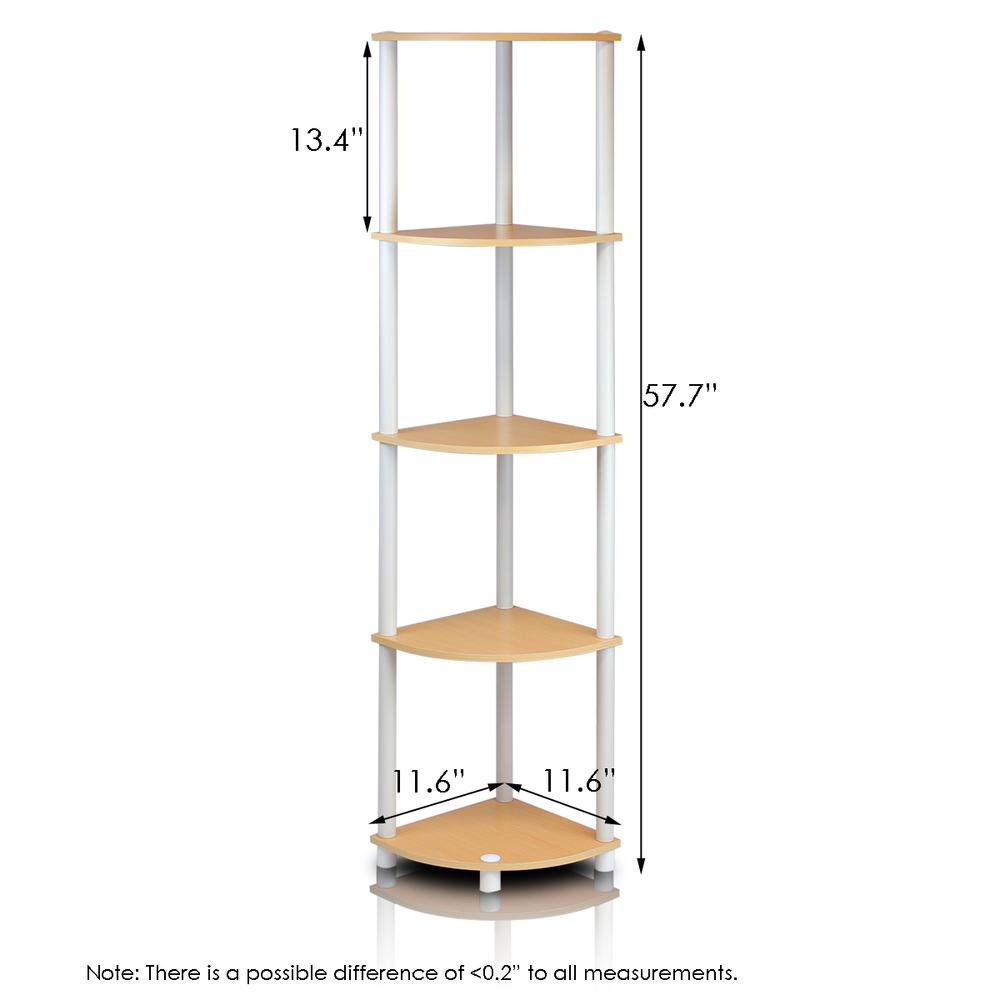 Furinno 2-99811BE Turn-N-Tube 5-Tier Corner Multipurpose Display Shelves, Set of 2