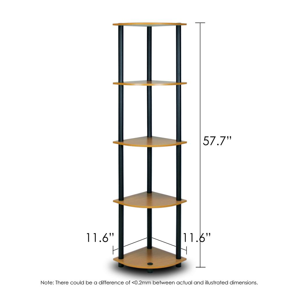 Furinno 2-99811LC Turn-N-Tube 5-Tier Corner Multipurpose Display Shelves, Set of 2