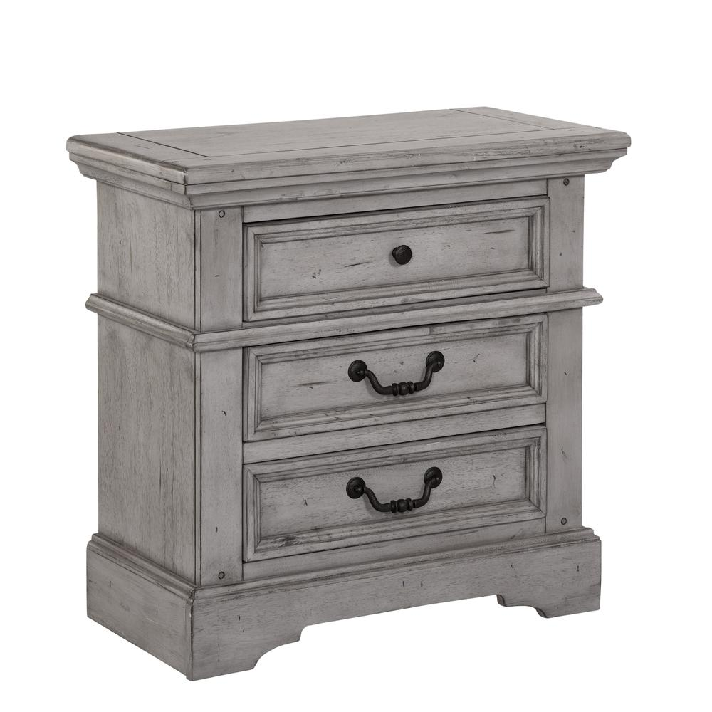 Stonebrook 3-Drawer Nightstand - Light Distressed Antique Gray