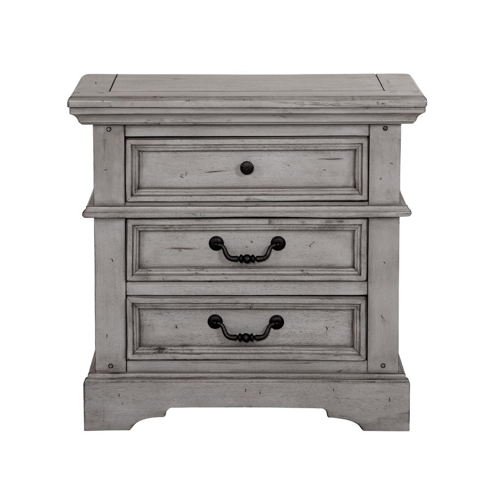 Stonebrook 3-Drawer Nightstand - Light Distressed Antique Gray