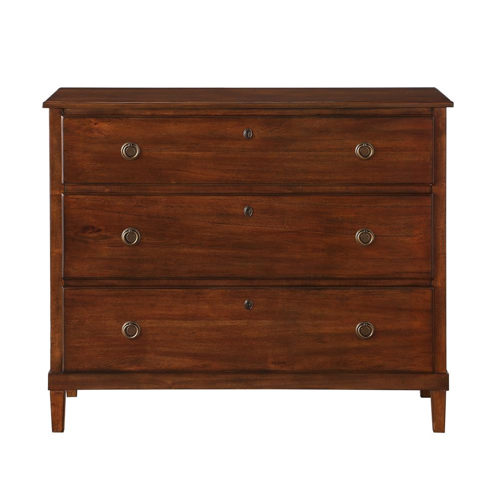 Cambridge Brown 3-Drawer Dresser with Antique Bronze Ring Hardware