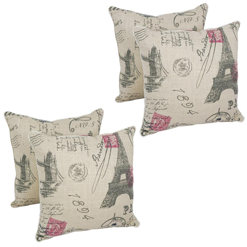 Blazing Needles 18-inch Corded Throw Pillows with Inserts (Set of 4)