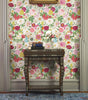 Pink Flower Vinyl Wallpaper Elegant Peel And Stick Red Blooming Floral Cabinet Sticker Chic Waterproof Furniture Cabinet Sticker