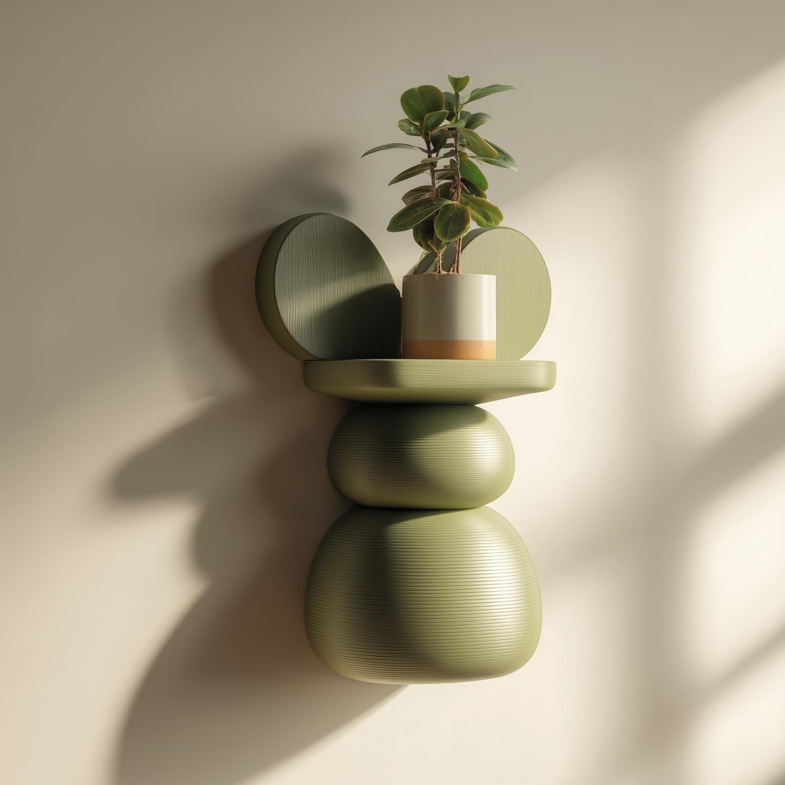 3D Printed Abstract Wall Shelf – Sculptural Floating Ledge with Organic Stacked Form for Modern Minimalist Decor