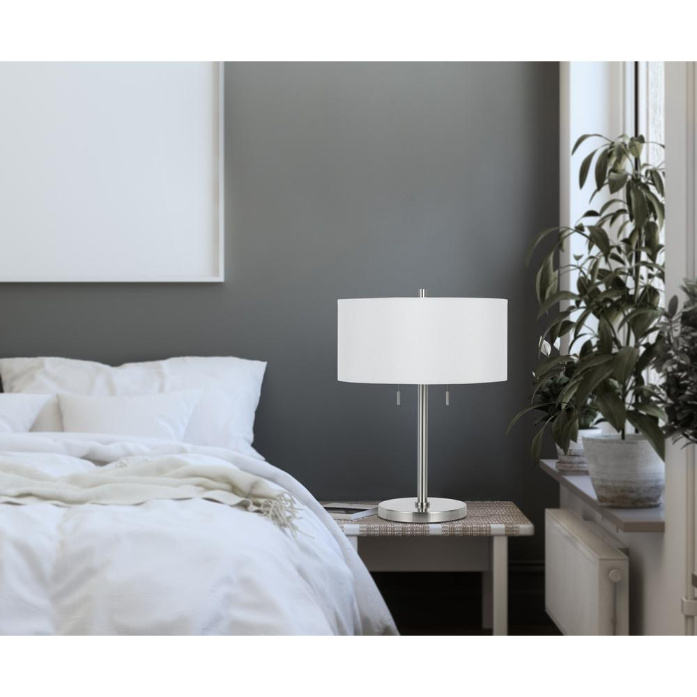 Calais 2-Light Metal Table Lamp – Brushed Steel with Spider Shade (23.5" H, 60W Each)
