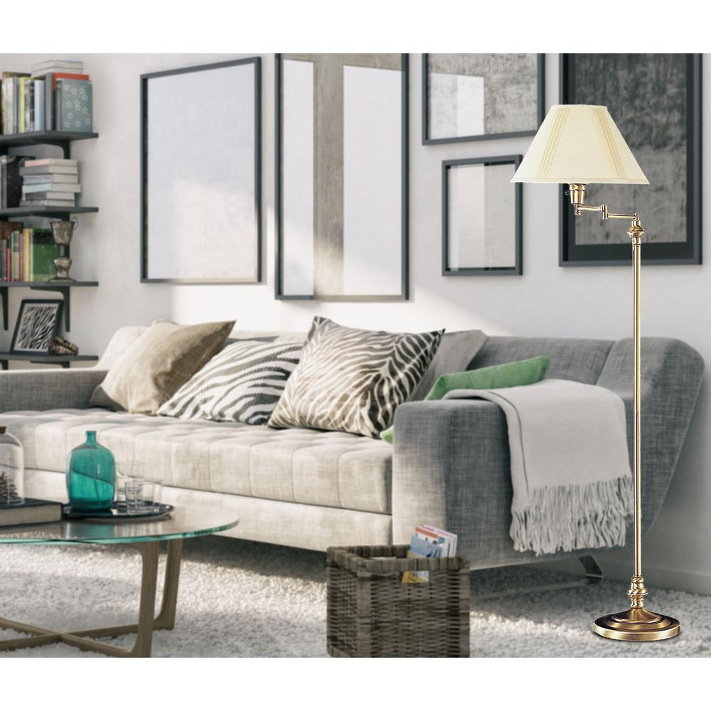 150W 3-Way Swing Arm Floor Lamp – Antique Brass