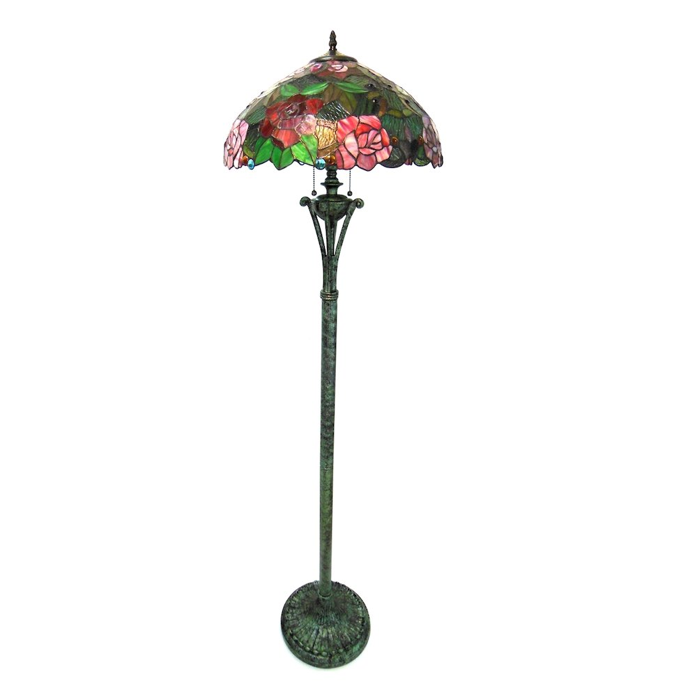 PEGGY Tiffany-Style 2-Light Roses Floor Lamp – 18" Shade