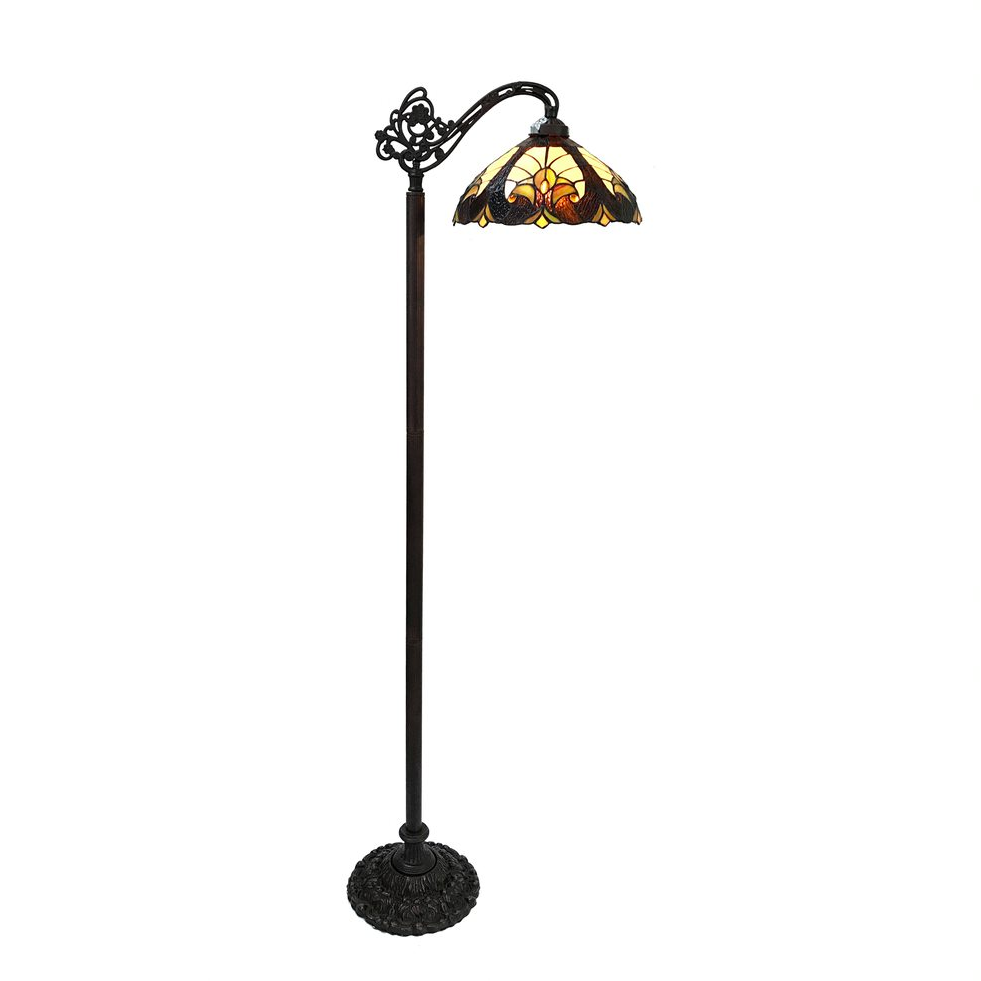 LIAISON Tiffany-Style Victorian Reading Floor Lamp – Dark Antique Bronze, 13" Shade