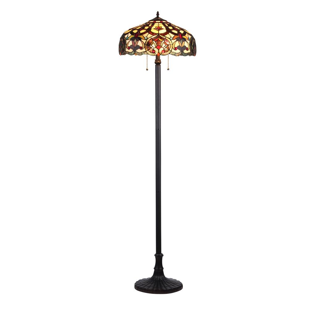 SADIE Tiffany-Style 2-Light Victorian Floor Lamp – 18" Shade