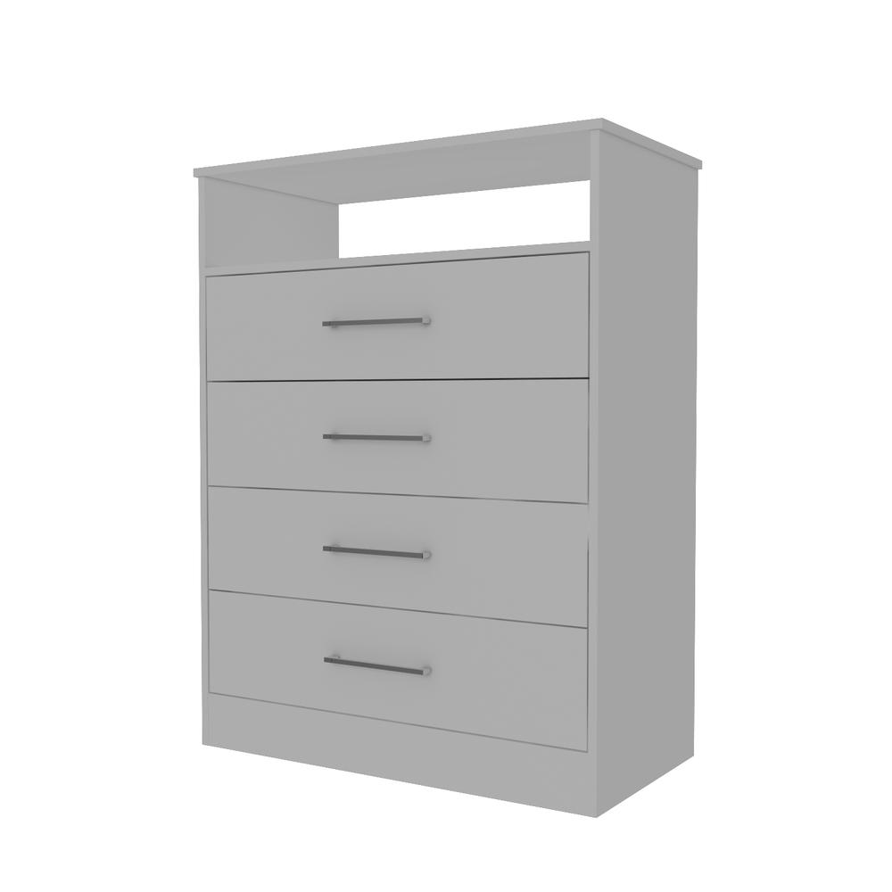 Kairo 4-Drawer Dresser with Open Shelf in White – Modern Storage & TV Stand