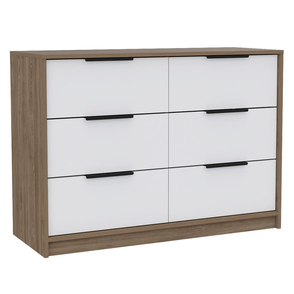 Egeo 4-Drawer Dresser with Dual Cabinet Storage – Pine & White Modern Design