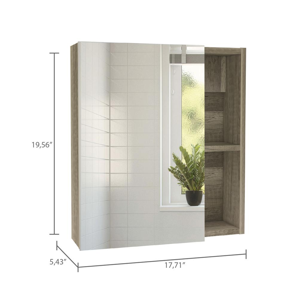 Andes Medicine Cabinet With Mirror Weathered Oak