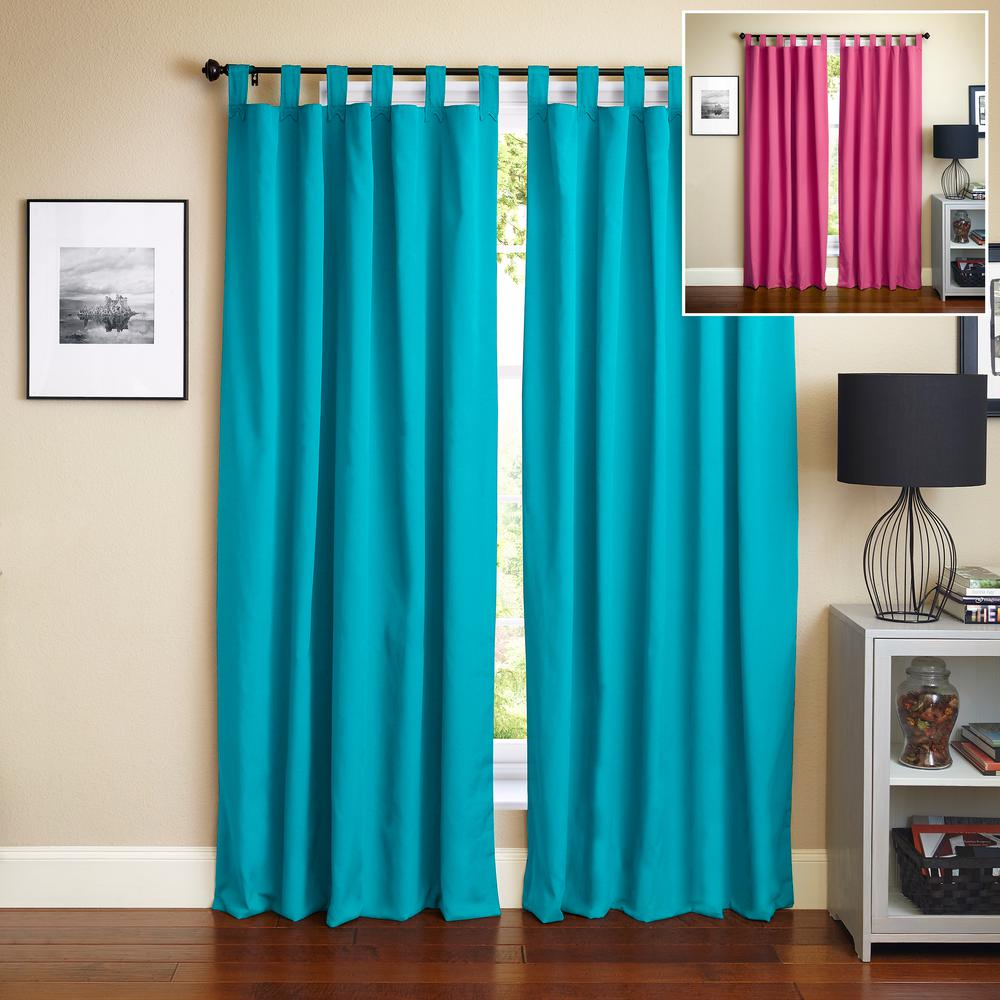 Blazing Needles 84-inch by 52-inch Twill Insulated Blackout Two-Tone Reversible Curtain Panels (Set of 2)