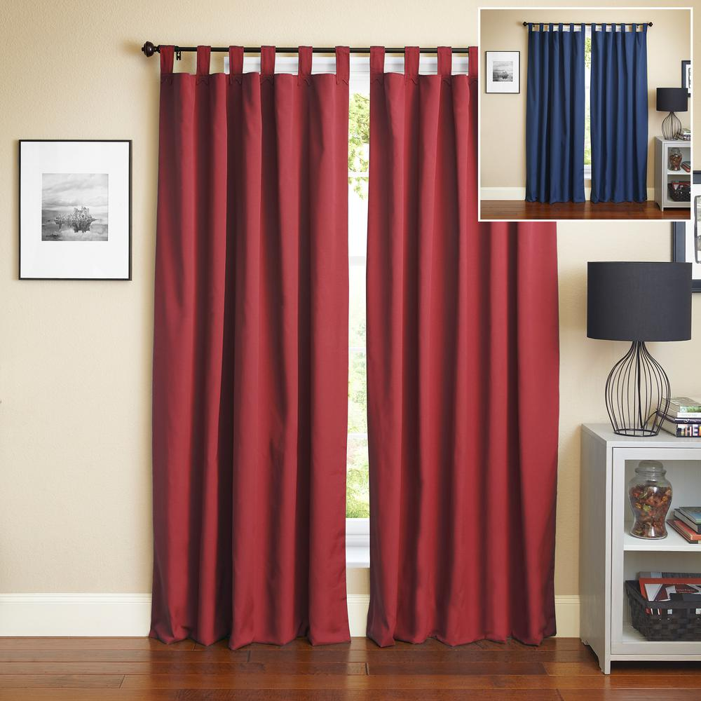 Blazing Needles 84-inch by 52-inch Twill Insulated Blackout Two-Tone Reversible Curtain Panels (Set of 2)