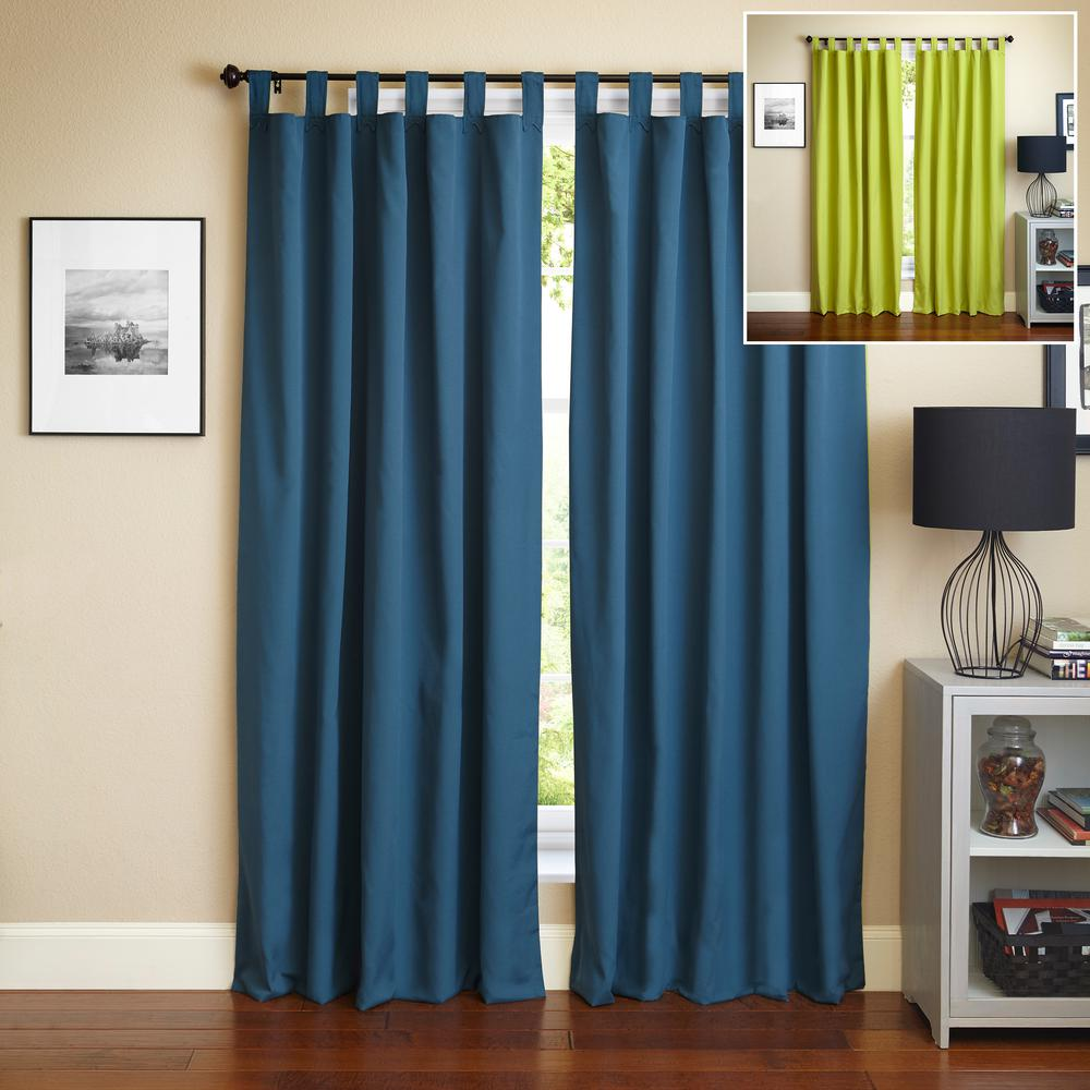 Blazing Needles 84-inch by 52-inch Twill Insulated Blackout Two-Tone Reversible Curtain Panels (Set of 2)
