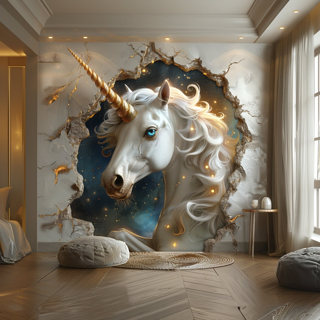 Peel and Stick 3D Unicorn Wall Decal – Fantasy Wall Sticker for Kids’ Rooms and Bedrooms