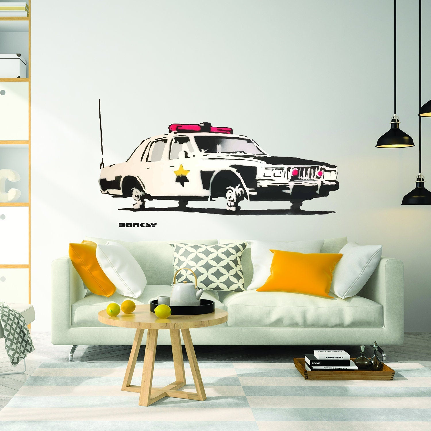 Police Car Wall Sticker – Officer Vinyl Decal for Bedroom or Office Decor