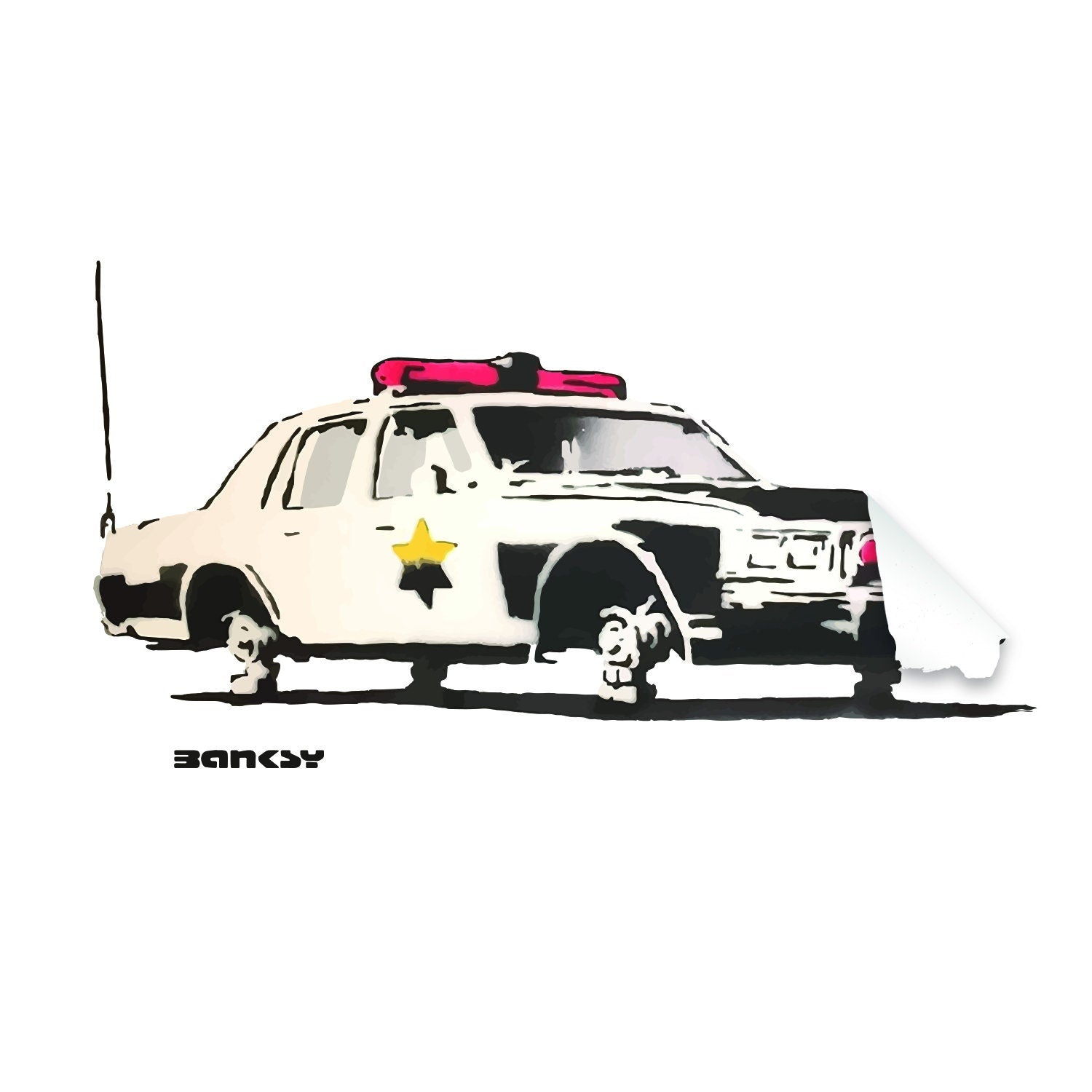 Police Car Wall Sticker – Officer Vinyl Decal for Bedroom or Office Decor