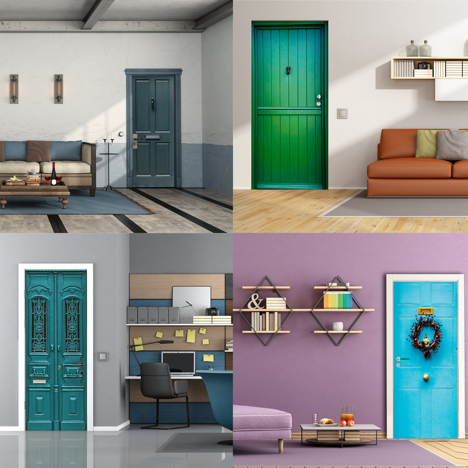 3D Door Cover Sticker - Barn Wallpaper Front Door Mural Wall Decal