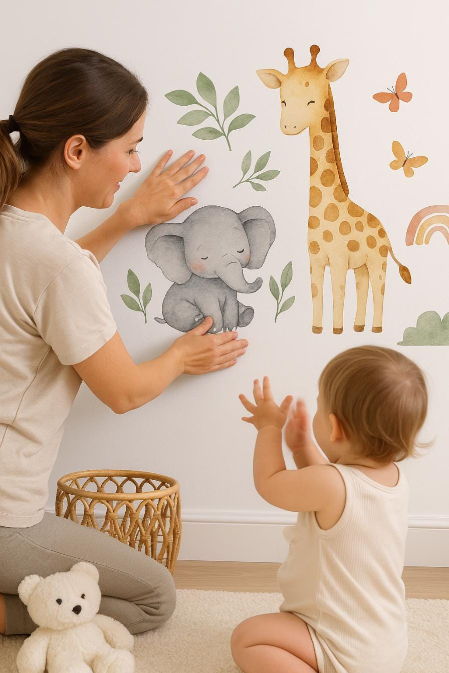 Peel and Stick Jungle Animal Wall Decals – Safari Nursery Wall Stickers for Baby Room Decor