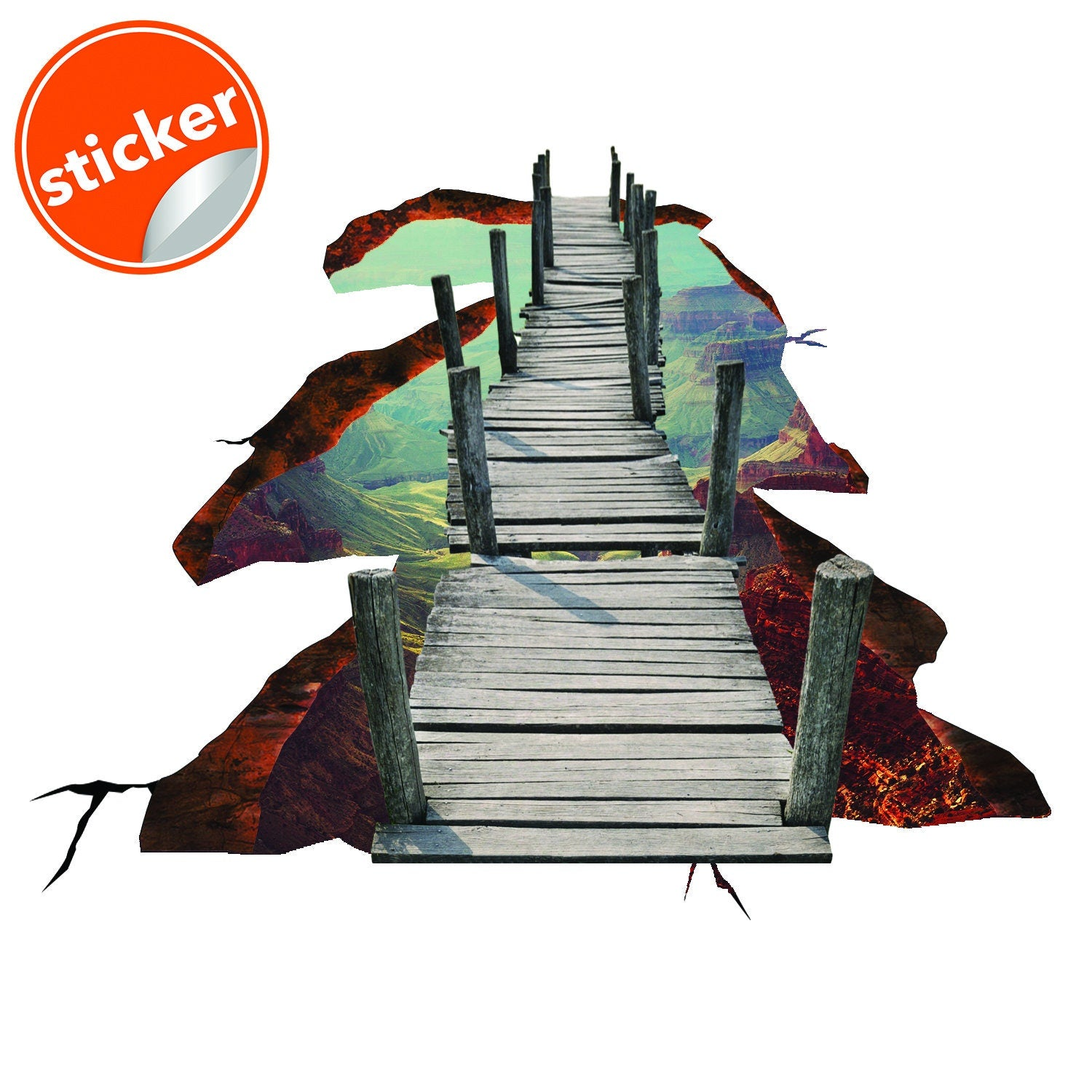 3D Space Bridge Floor Vinyl Decal – Galaxy-Inspired Peel & Stick Flooring for Immersive, High-Impact Spaces