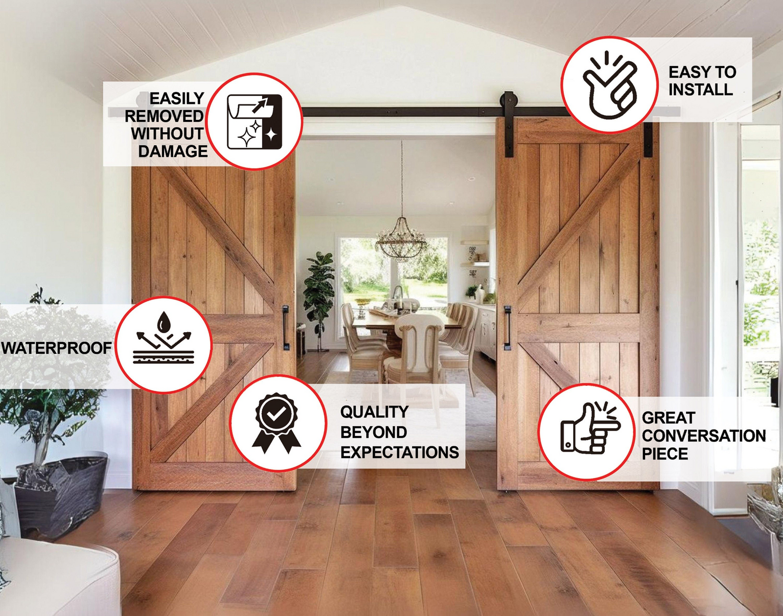 Brown Rustic Barn Door Wallpaper Sticker | DIY Peel & Stick Wood Mural