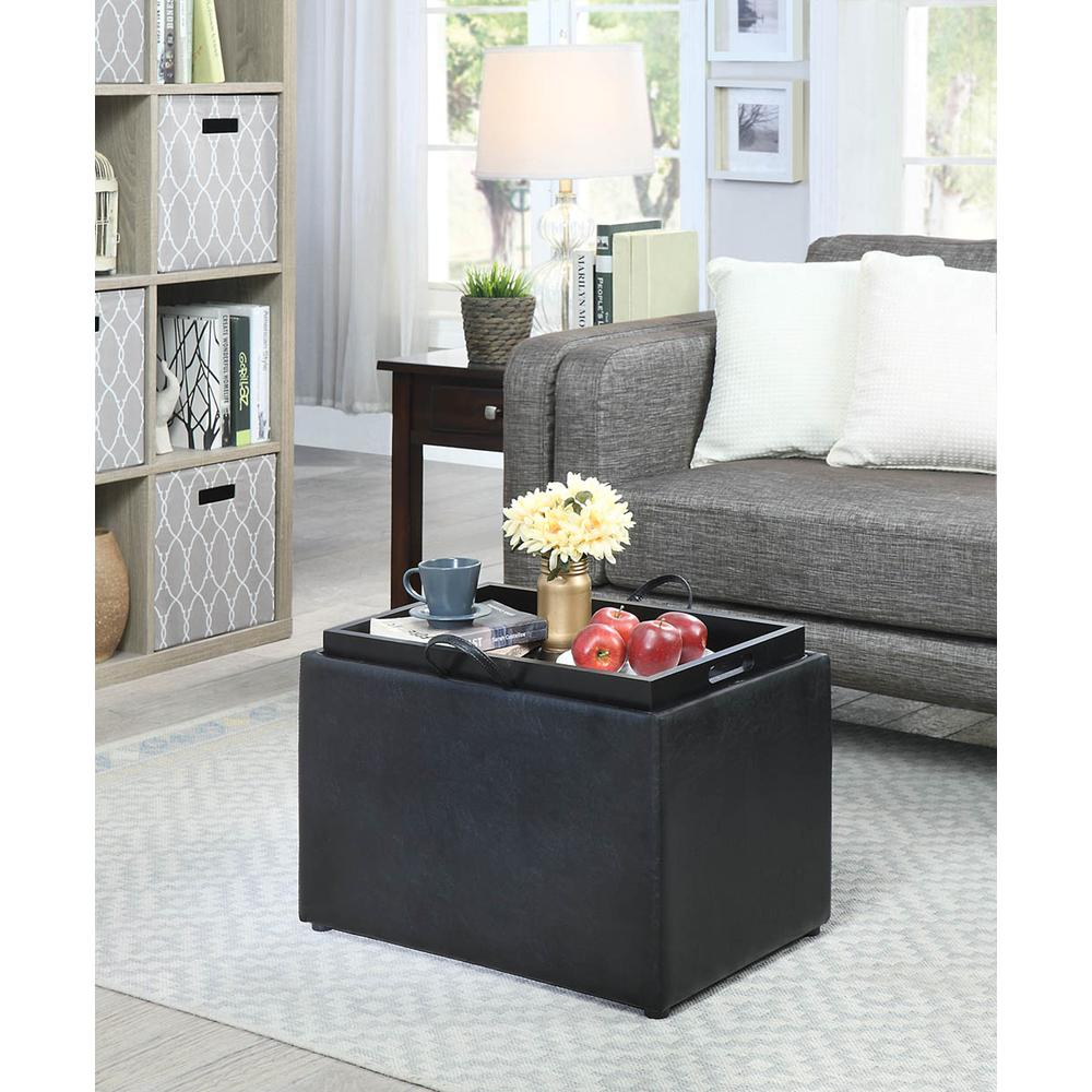 Accent Storage Ottoman with Reversible Tray