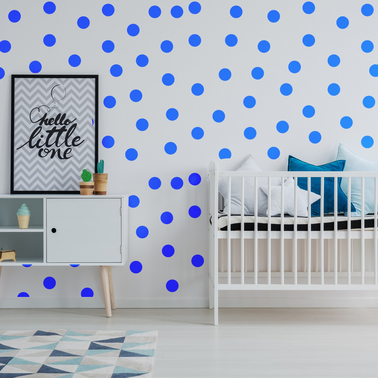 Peel and Stick Wall Sticker – Blue Circle Vinyl Wall Decals (2-Inch Round Dot Labels)