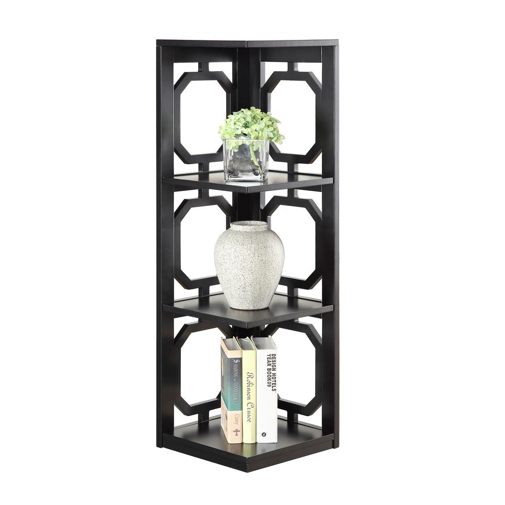 Omega 3 Tier Corner Bookcase, Black