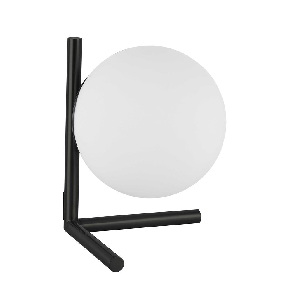 Folgar Matte Black Metal Table Lamp with Opal Glass Shade – 1-Light, E26 60W
