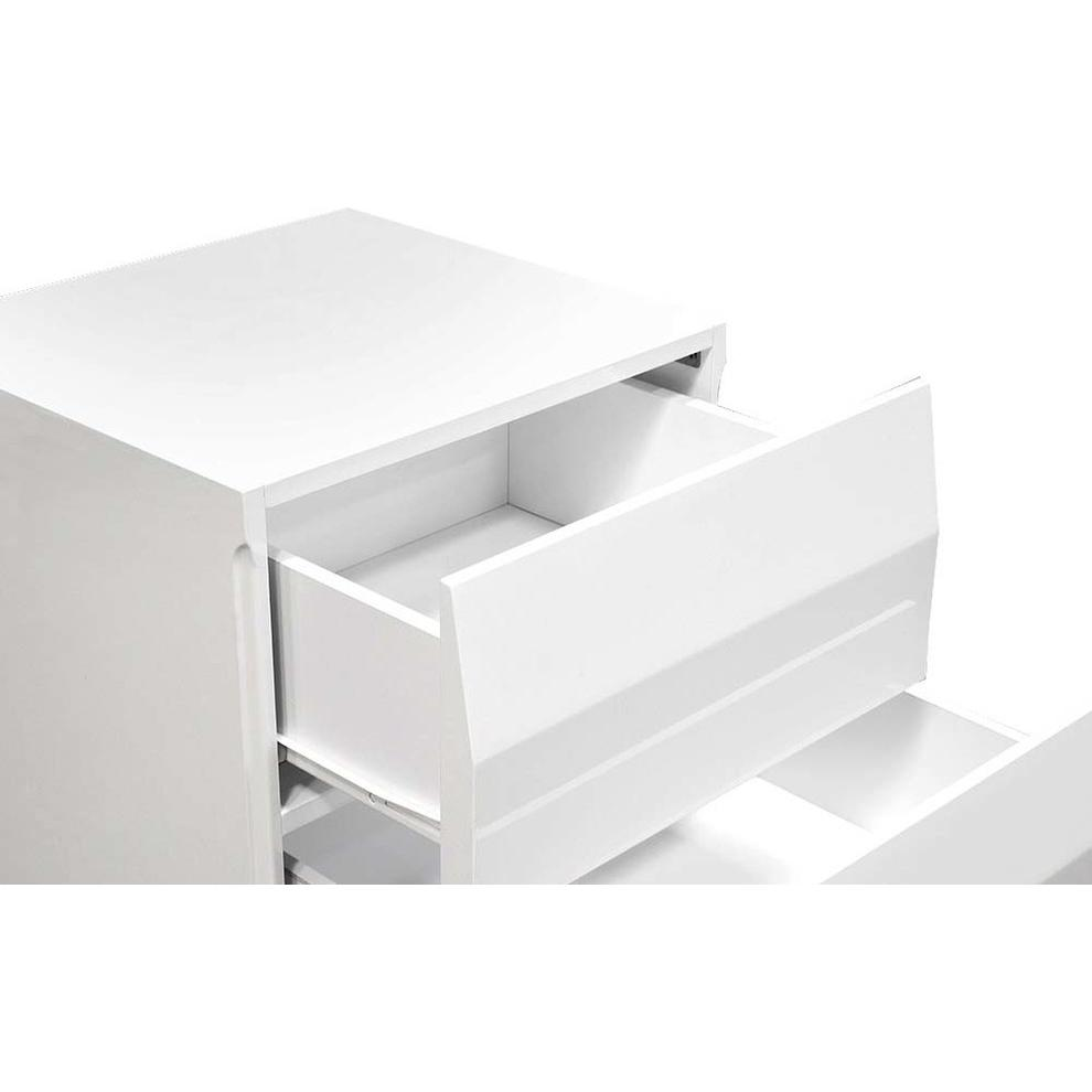 Best Master Spain 2-Drawer Poplar Wood Bedroom Nightstand in White/Silver Base