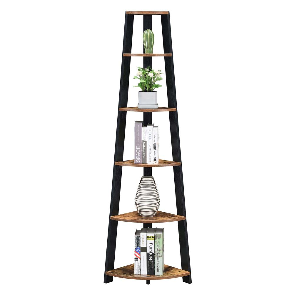 Newport 5 Tier Corner Bookshelf Barnwood/Black