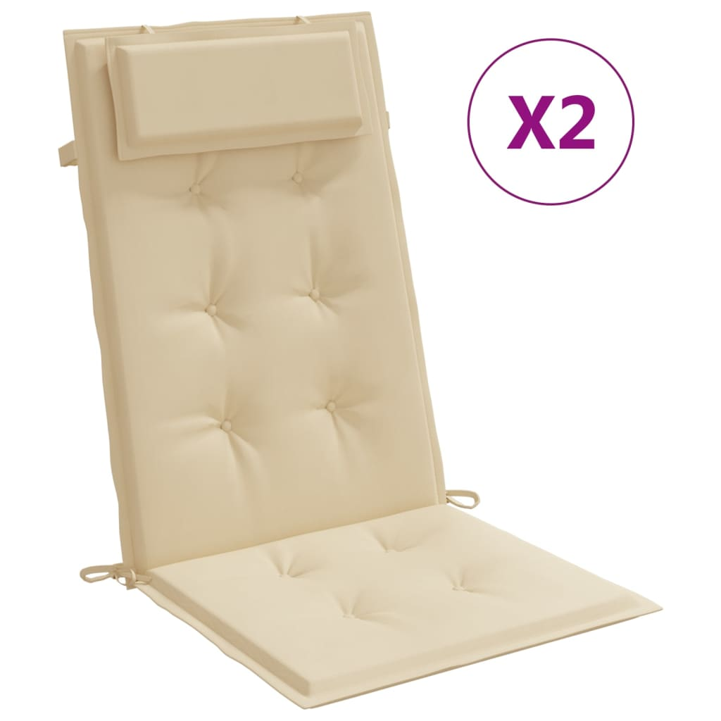 vidaXL Highback Chair Cushion Set of 2 Beige