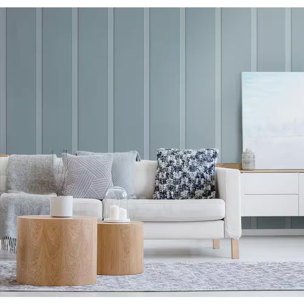 Blue Stream Faux Board and Batten Vinyl Peel and Stick Wallpaper Roll