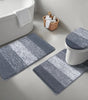 Traditional 4 Piece Microfiber Washable Bathroom Rug Set, Grey