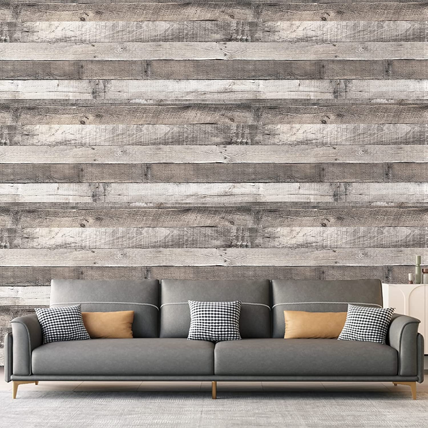 Peel and Stick Wallpaper Gray Wood Wallpaper Self Adhesive Wallpaper Craft, 17.71"x 118"