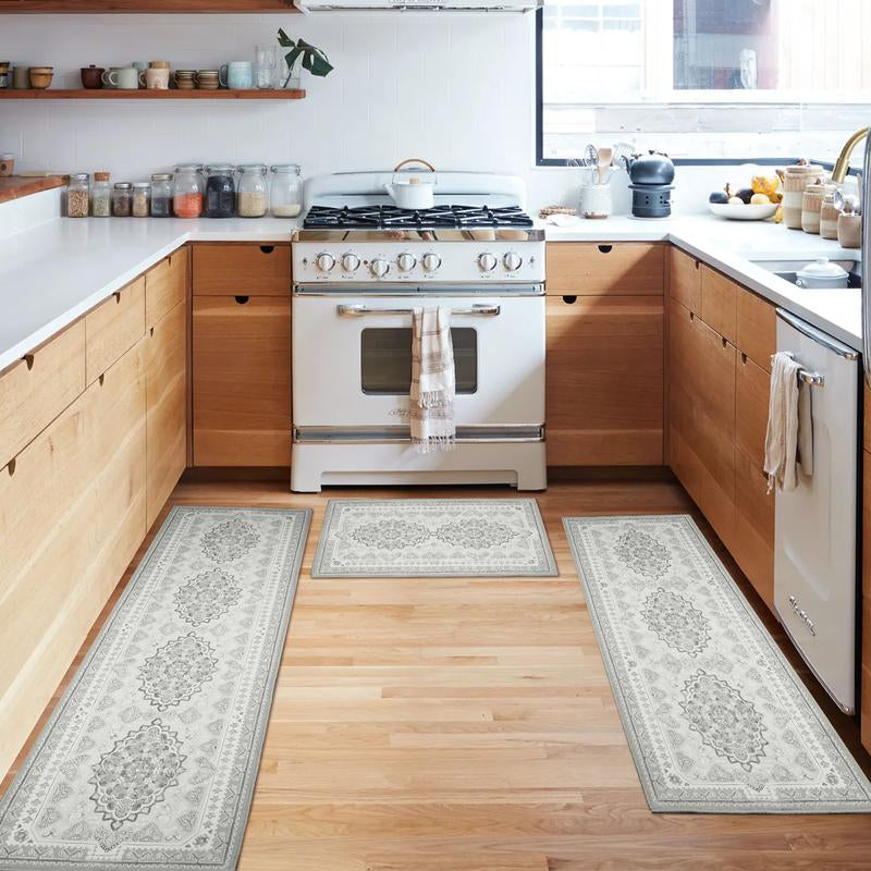 Kitchen Rug Set of 3 – Non-Slip, Washable Floor Mats for Kitchen, Bathroom & Laundry