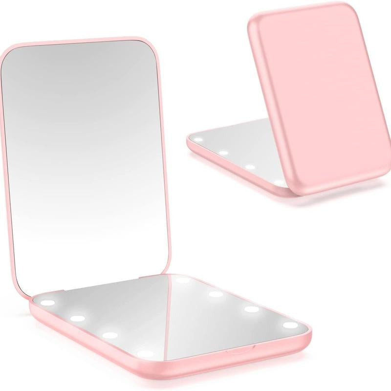 LED Pocket Mirror with Light, 1x/3x Magnification, Compact Travel Makeup Mirror, Foldable Handbag & Purse Friendly