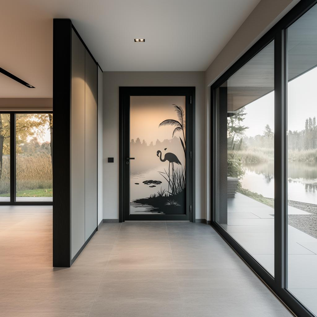 Frosted Peel and Stick Glass Door Decal – Flamingo Vinyl Privacy Film