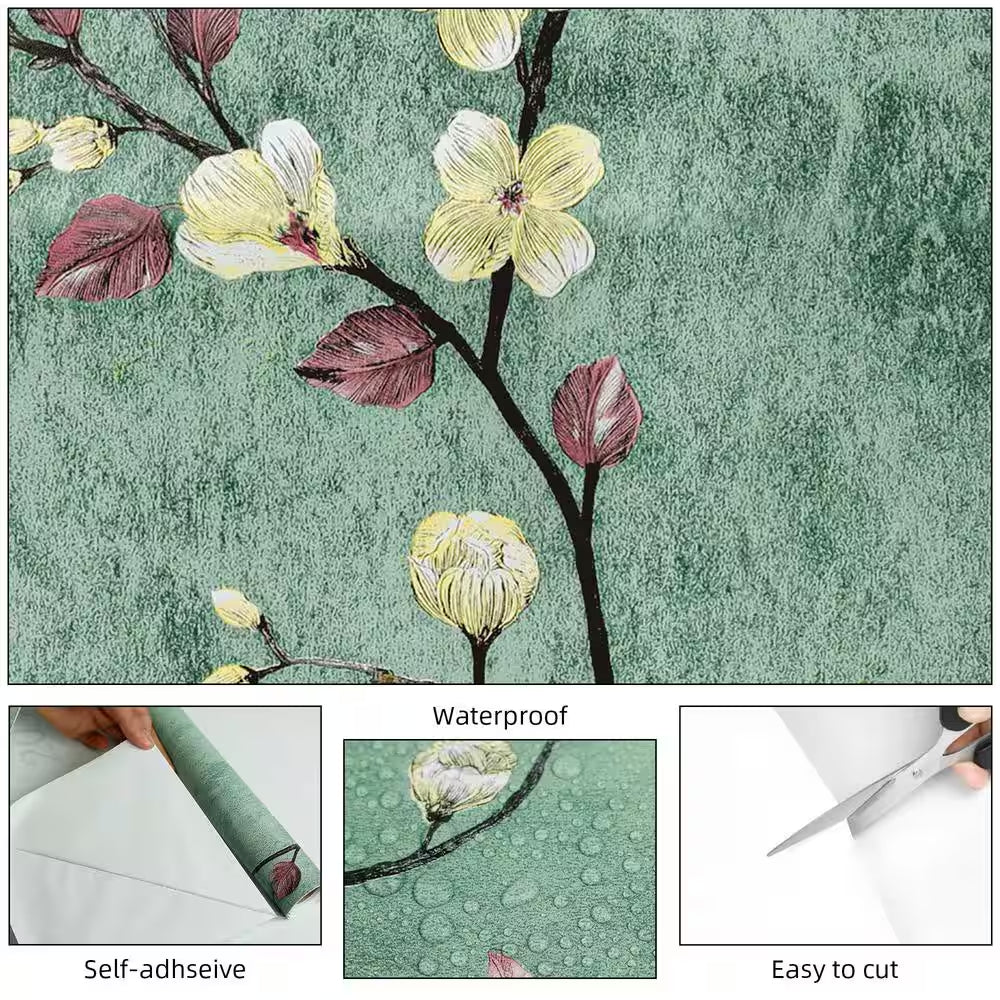 Green Peel and Stick Wallpaper Self Adhesive Wall Paper Removable Wallpaper Roll (2-Roll, 17.7 in. W x 118.11 in. L)
