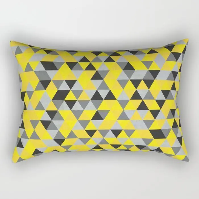 Gray & Yellow Triangle Rectangle Pillow