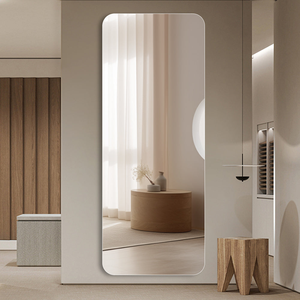 56'x 15' inch Full Body round corner mirror for Living Room Bedroom Cloakroom Wall hanging with hanging hole High quality 5mm silver mirror  Explosion-proof glass