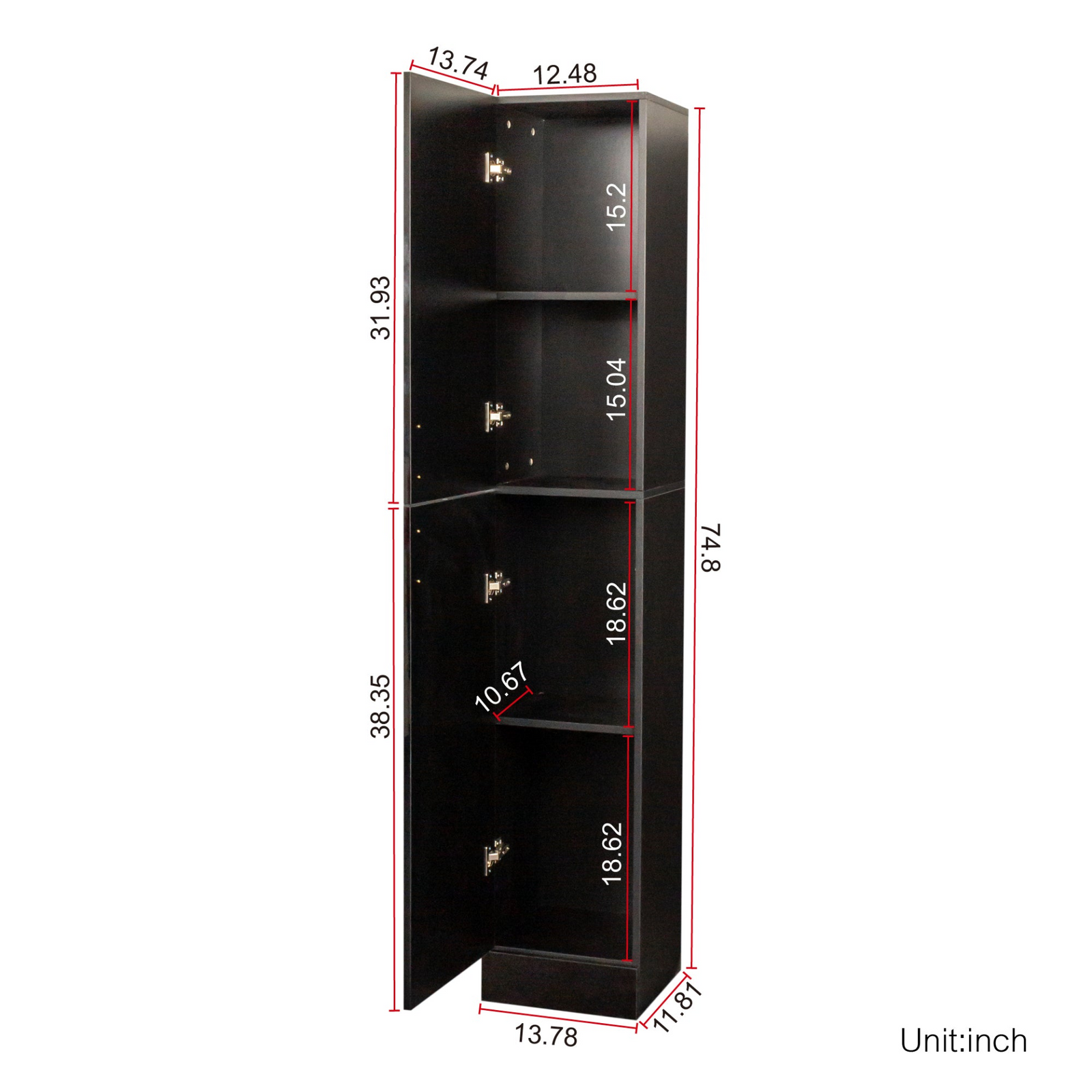 Elegant Freestanding Cabinet with Fixed Shelves and Two Doors for Kitchen, Dining Room